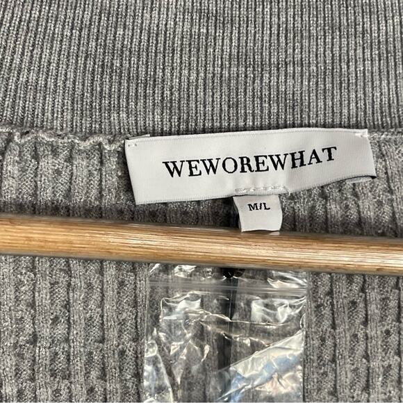 WeWoreWhat Varsity Cardigan Sweater Button Front Long M/L Heather Grey NWT - Picture 16 of 16